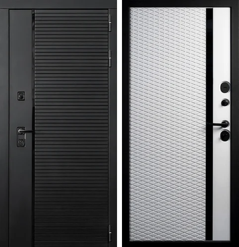 Тёмная железная дверь с фрезеровкой  №100