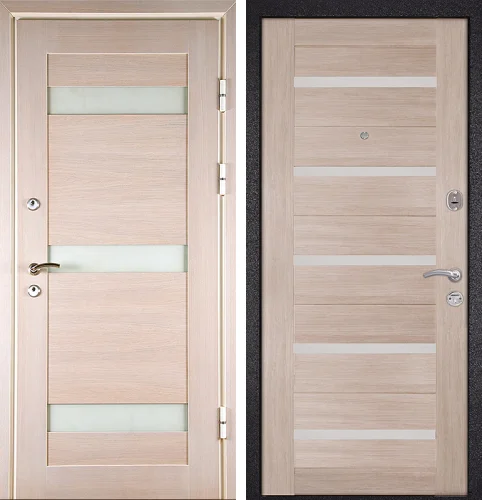 Бежевая металлическая дверь со звукоизоляцией №3