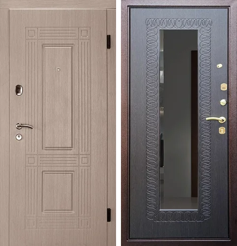 Входная дверь серая с зеркалом №12