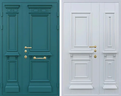 Голубая двухстворчатая дверь №23