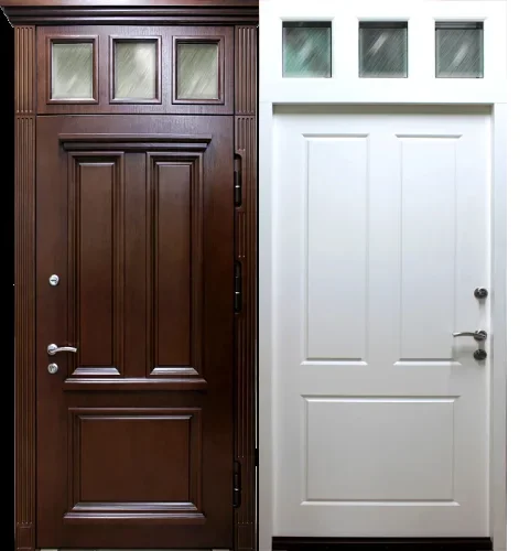 Металлическая дверь с фрамугой сверху №13