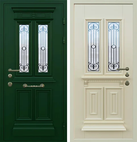 Английская зелёная стальная дверь в дом №24