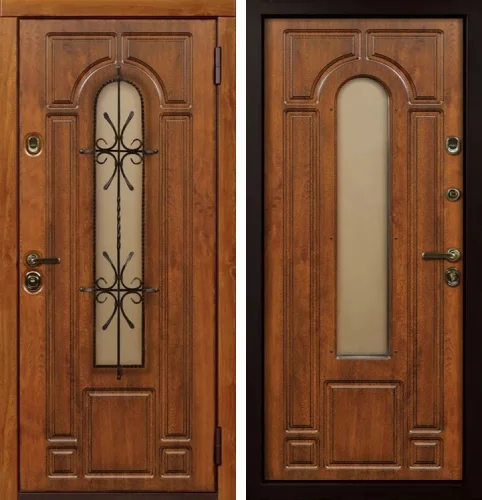 Металлическая дверь элитная с терморазрывом со стеклом №5