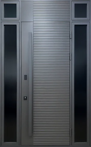 Входная двухстворчатая дверь с терморазрывом и ручкой дугой №34