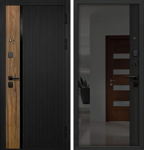 Дверь входная графит с тонированным зеркалом №40