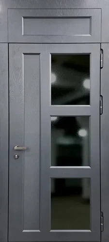 Серая однопольная дверь с фрамугой №42