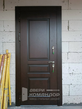 Входная дверь термо премиум  шпон / шпон с магнитными уплотнителями, порогом из нержавейки, окраской металла в два цвета, на заказ