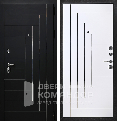 Входная дверь черная с молдингом №38