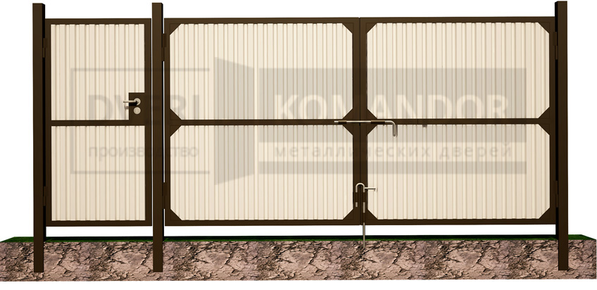 Въездные ворота с калиткой